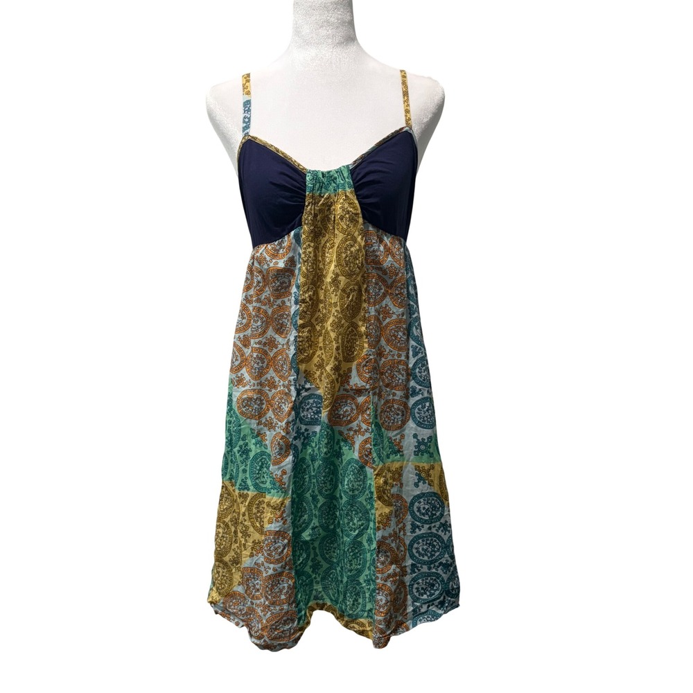 Lilka Patchwork Paisley Sundress Women Small Colorful Boho Empire Waist Babydoll